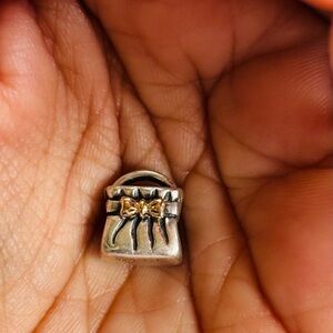Pandora vintage 2 tone Handbag Charm- with gold Bow